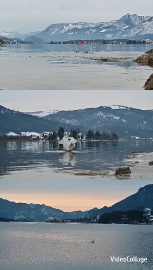 Tranquil Lake with Snowy Mountains