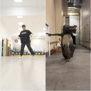 Dancer in Gym and Playful Costume