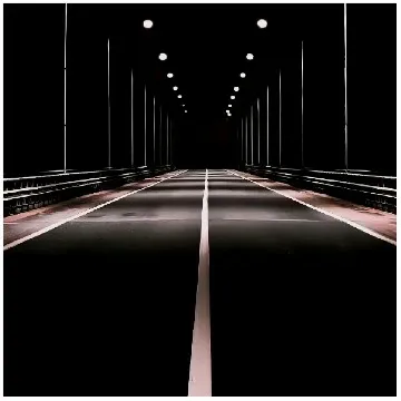 Dimly Lit Road with Streetlights