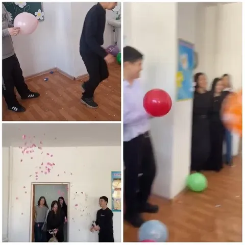 People Having Fun with Balloons Indoors