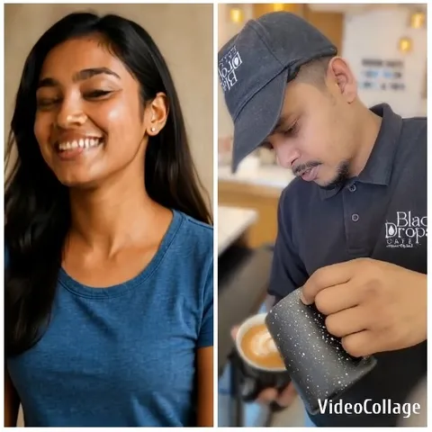 Woman and Man Pouring Beverages in Café
