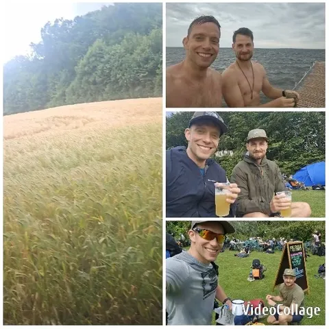 Men by Lake and Campsite