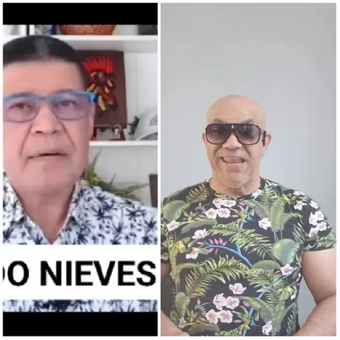 Two Men in Floral Shirts Indoors