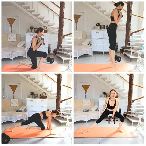 Woman Exercising with Dumbbells
