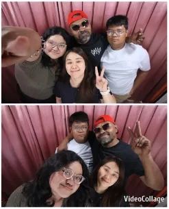 Group Photo in Front of Pink Curtain