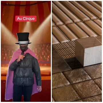 Circus Performer and Geometric Tiles