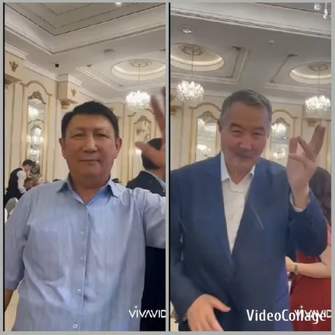 Men Waving in Ornate Room