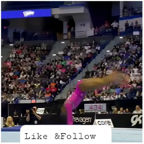 Gymnast Performing for Large Audience