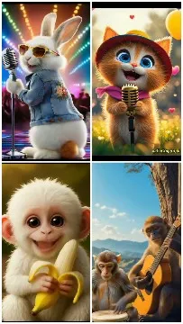 Cartoon Animals Singing on Stage