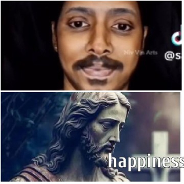 Neutral Expression and Jesus Statue