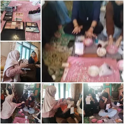 Social Gathering with Cosmetics and Papers