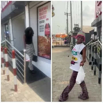 Person by Roasted Chicken Sign