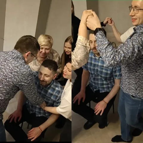 Casual Group Interacting Indoors