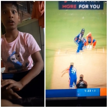 Young Person Surprised at Cricket Match