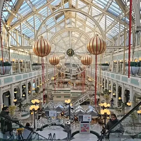 Shopping Mall Interior with Escalator