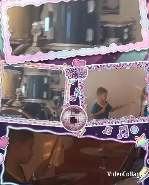Child Drumming in Colorful Room