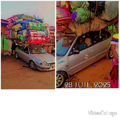 Overloaded Car Parked Near Building
