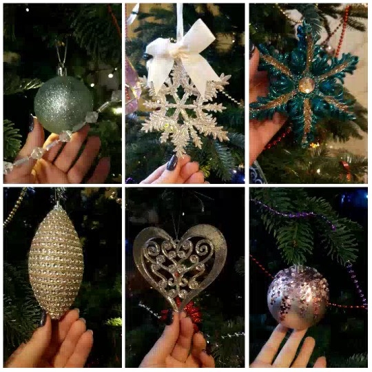 Christmas Ornaments by Decorated Tree