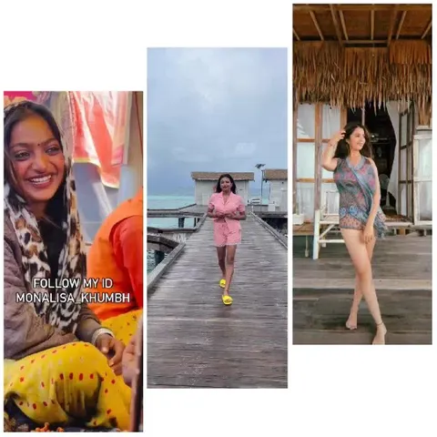 Smiling Woman in Various Outdoor Settings