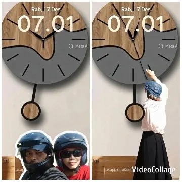 People on Vehicle and Clock
