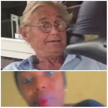 Older Man and Blurred Figure