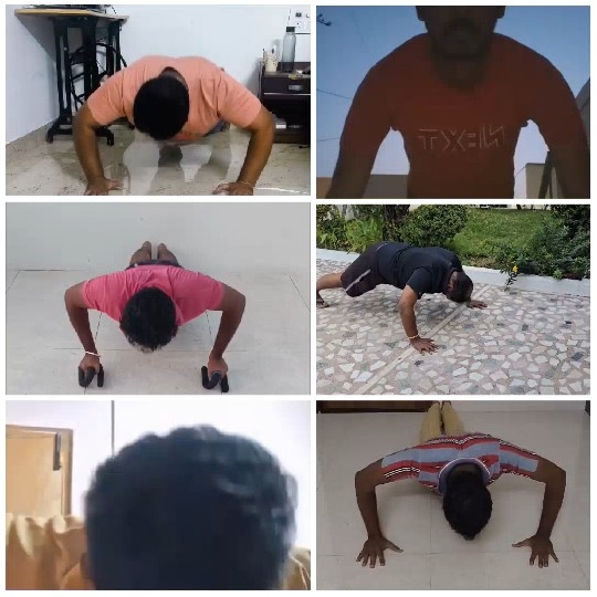 People Doing Push-Ups in Action