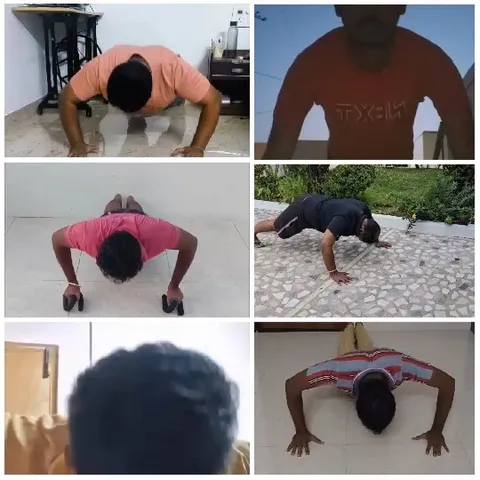 People Doing Push-Ups in Action