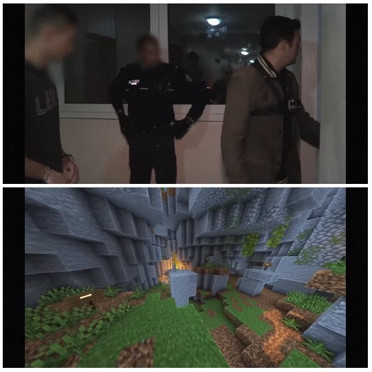 Blurry Figures and Video Game Scene