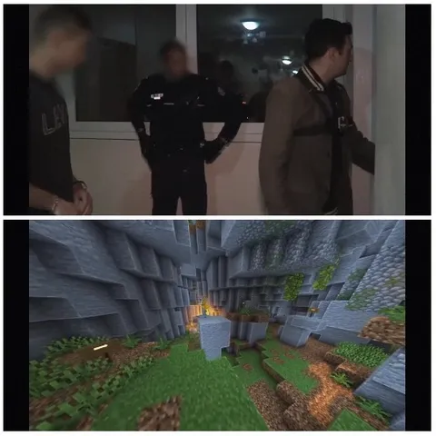 Blurry Figures and Video Game Scene