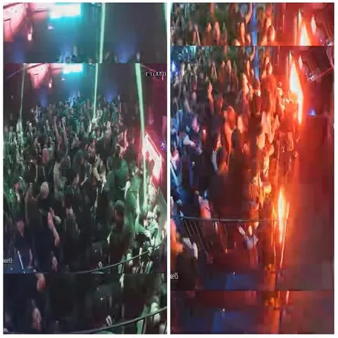 Crowded Club with Colorful Lights