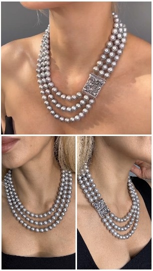 Multi-Strand Pearl Necklace Details