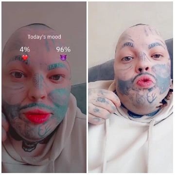 Tattooed Person with Mood Text