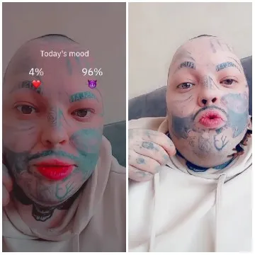 Tattooed Person with Mood Text