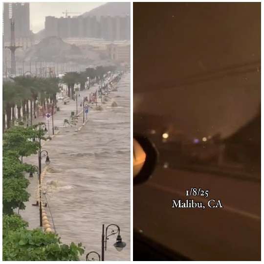 Flooded Street and Stormy Window
