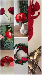Red Flowers and Decorative Items