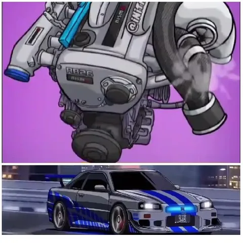 Detailed Car Engine Illustration