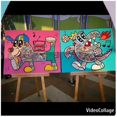 Colorful Cartoon Paintings Display