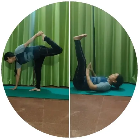 Yoga Poses on Green Mat