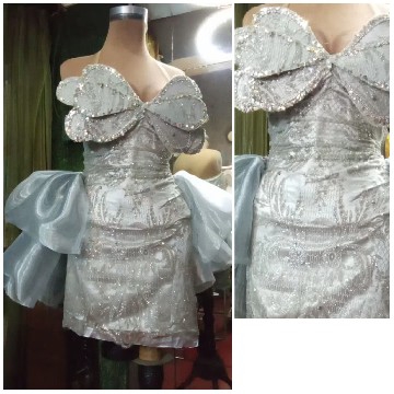 Elegant Silver Dress on Mannequin