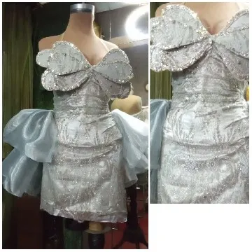 Elegant Silver Dress on Mannequin