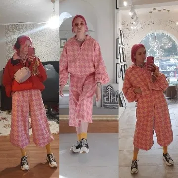 Pink Hair Fashion in Retail Setting