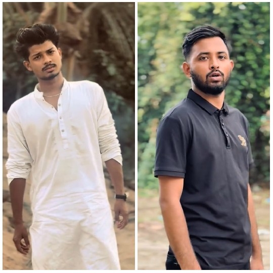 Two Men Against Natural Backdrop