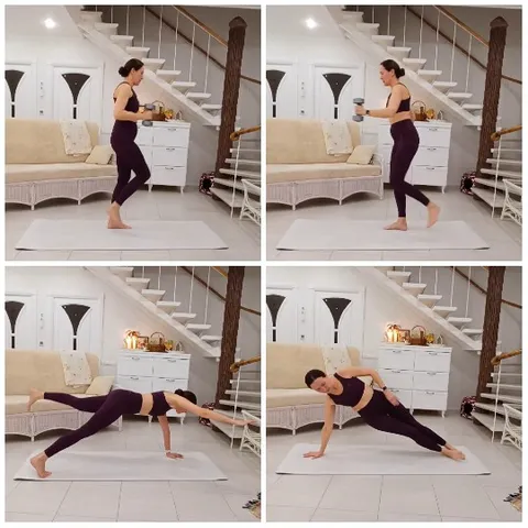 Woman Performing Exercises at Home