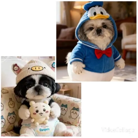 Dogs in Costumes Indoor Setting