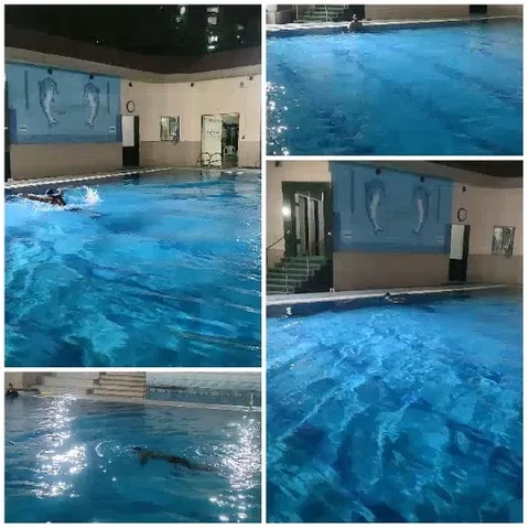 Nighttime Swim in Indoor Pool