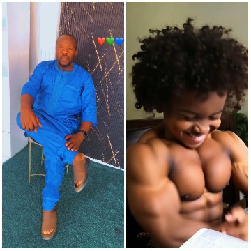 Man Sitting and Muscular Person Flexing