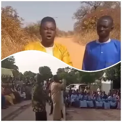 Men on Rural Road and Gathering