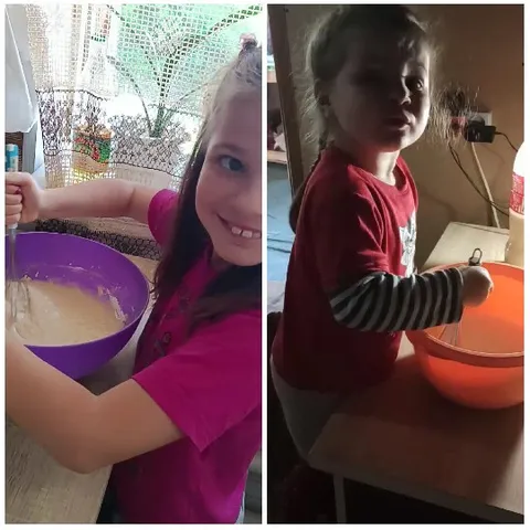 Children Mixing Batter Together