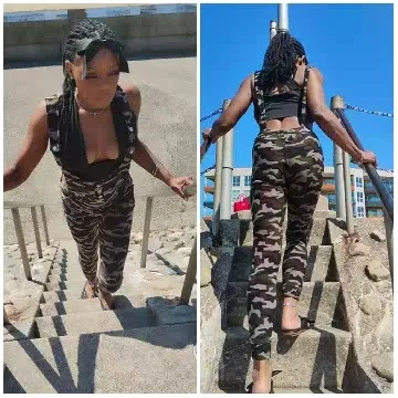 Woman Ascending Stairs from Two Views