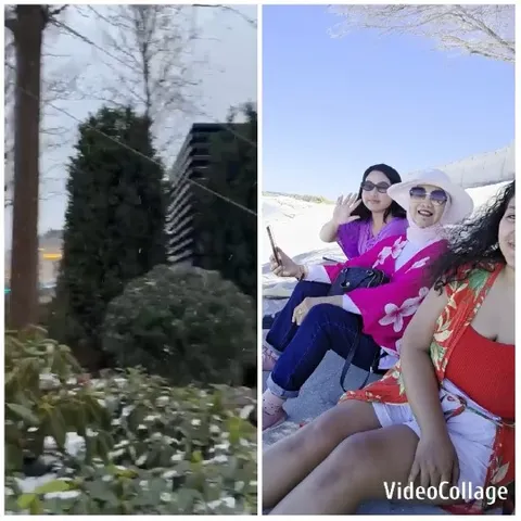 Three People Enjoy Winter Sunshine